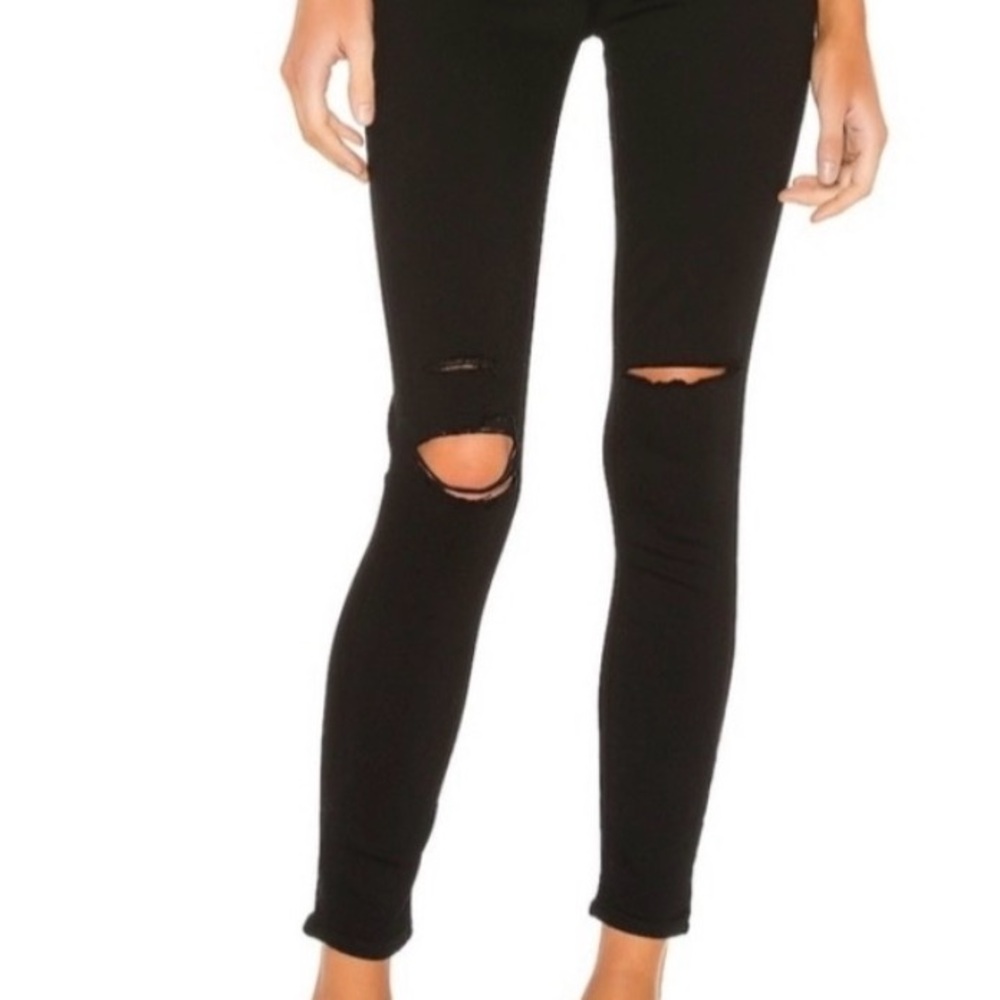 PAIGE Black Ripped Skinny Jeans